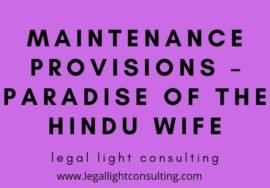 Maintenance Provisions of the Hindu Wife on legal light consulting