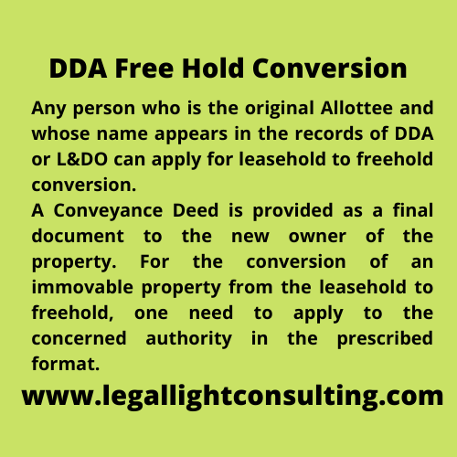 legal light consulting DDA Free Hold Conversion